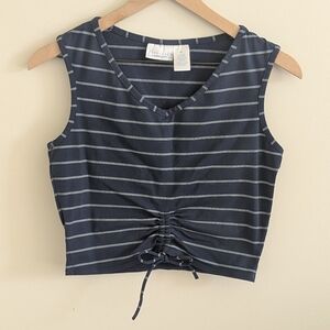 Freestyle by Danskin Striped Navy Tank Top